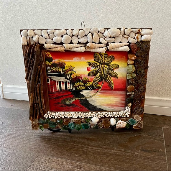 Tropical Beach Painting with Decorative Frame - Picture 14 of 14